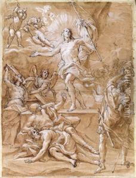 The Resurrection Oil Painting - Giacinto Calandrucci