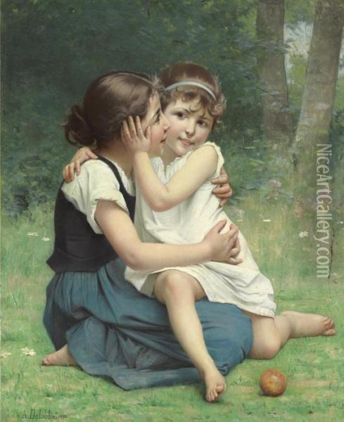 Sisterly Love Oil Painting - Francois Alfred Delobbe