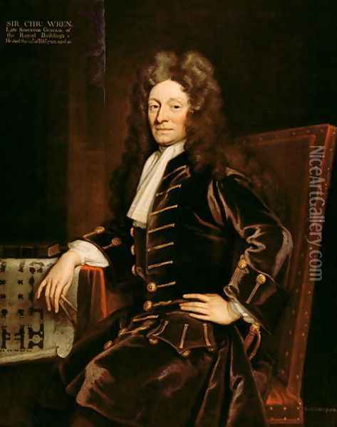 Portrait of Sir Christopher Wren 1632-1723 Oil Painting - Sir Godfrey Kneller