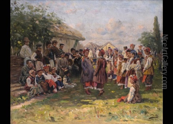 Dorffest Oil Painting - Vladimir Egorovich Makovsky
