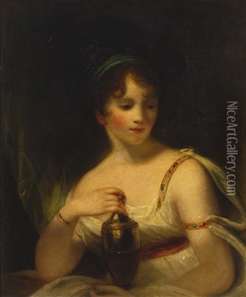 Portrait Of Charlotte Earle Beechey, The Artist's Daughter, As Psyche Oil Painting - Sir William Beechey