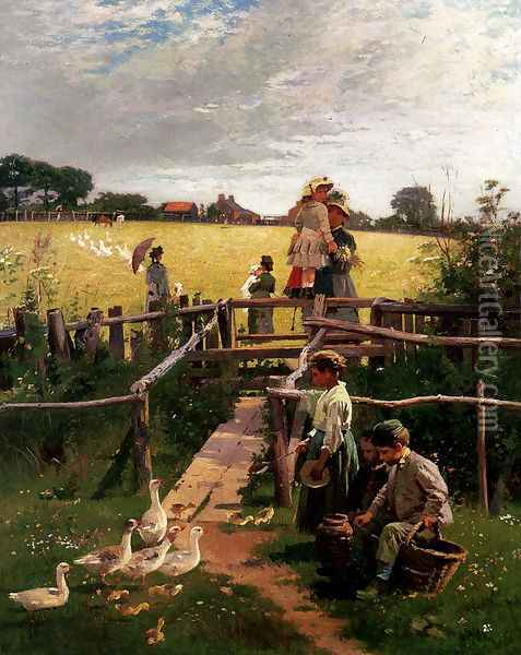 At The Stile Oil Painting - Alexander M. Rossi
