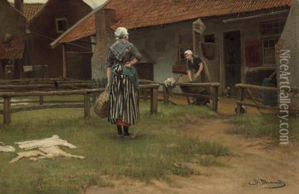 Washing Day Oil Painting - Bernardus Johannes Blommers