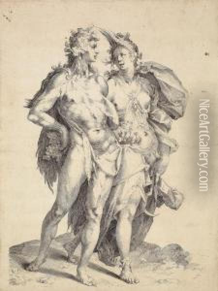 Bacchus Undceres Oil Painting - Bartholomaeus Spranger