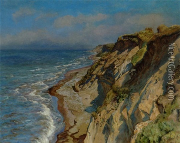 Klinter Ved Havet. Tisvilde Oil Painting - Viggo Pedersen