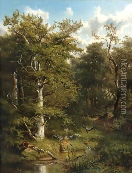 An Eagle And His Prey In The Woods Oil Painting - Marianus Adrianus Koekkoek