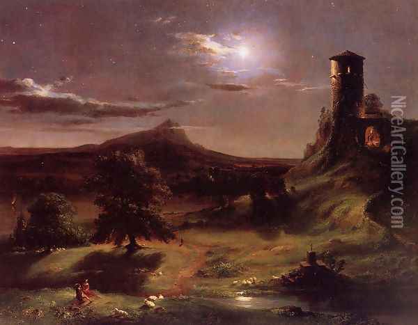 Moonlight in Virginia Oil Painting - George Inness