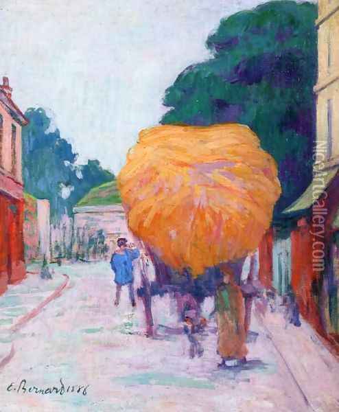 The Entrance to Asnieres, the Haywagon Oil Painting - Emile Bernard