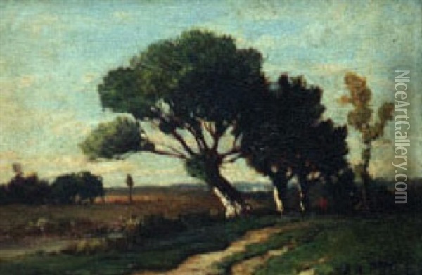 Willows Along A Country Road Oil Painting - Richard Henry Fuller