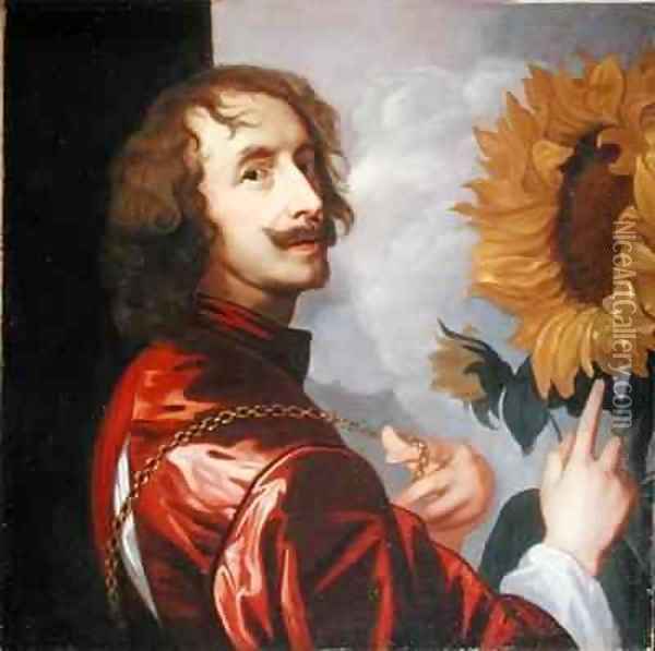 Self Portrait with a Sunflower Oil Painting - Sir Anthony Van Dyck