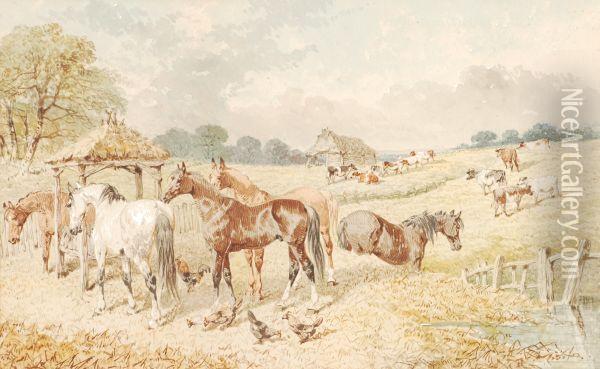 Farmyard Scenes Two Oil Painting - John Frederick Herring Snr