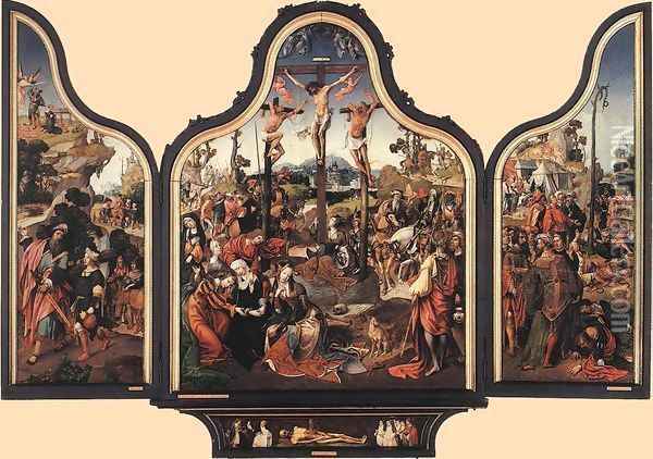 Crucifixion Altarpiece Oil Painting - Cornelius Engebrechtsz