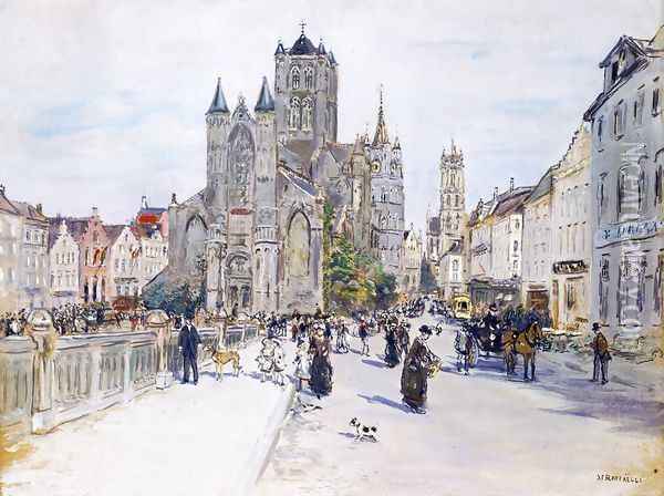 View Of Ghent Oil Painting - Jean-Francois Raffaelli