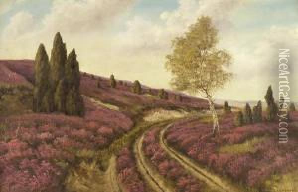 Lavendelblute In Weiter Landschaft Oil Painting - Josif Evstaf'Evic Krackovskij