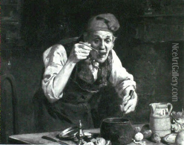 Tasting The Broth Oil Painting - Henry Gillard Glindoni