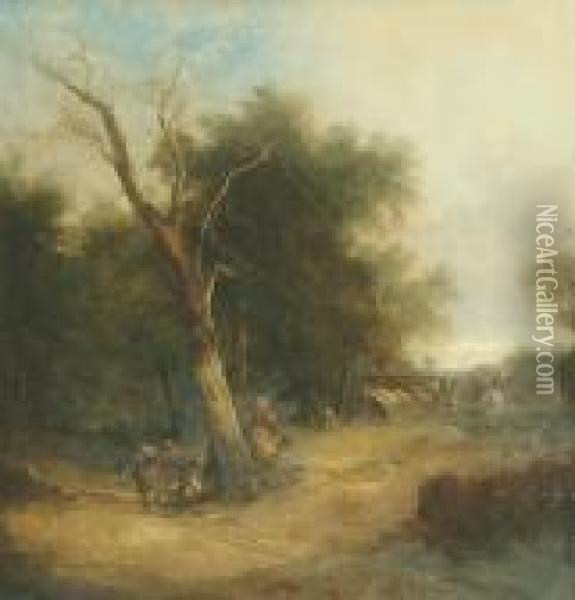 Gypsy Encampment Oil Painting - Snr William Shayer