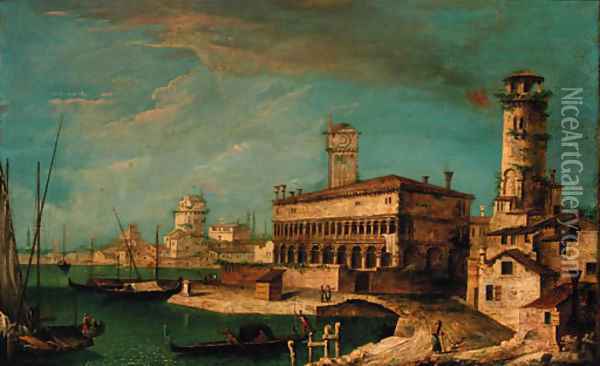 A capriccio of the Venetian lagoon Oil Painting - Michele Marieschi