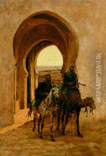 A Moroccan Gateway Oil Painting - Aloysius C. O'Kelly