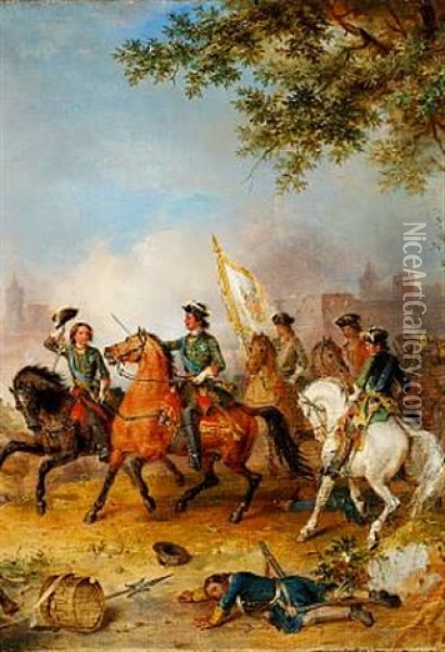 The Battle Of Poltava Oil Painting - Wilhelm Alexandrowitsch Golicke