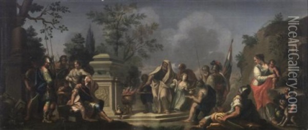 Scene Mythologique Oil Painting - Francois Lemoyne