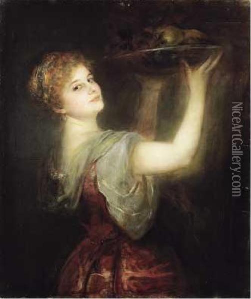Fanciulla Con Vassoio Di Frutta (o Pomona) Oil Painting - Franz von Lenbach