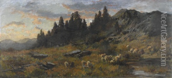 Auf Der Bergweide Oil Painting - Franz Xaver von Pausinger