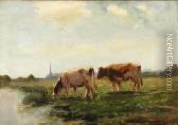 Cows Oil Painting - Fedor Van Kregten