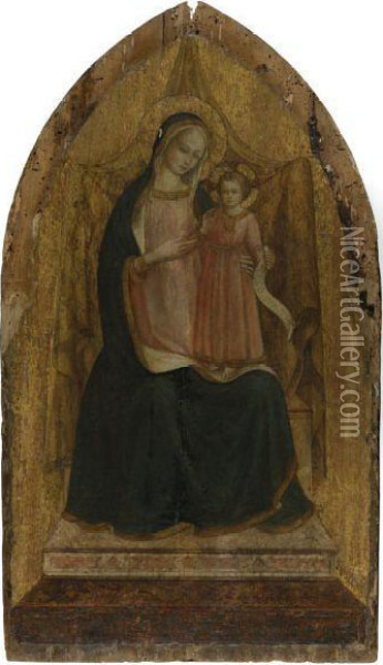 The Madonna And Child Enthroned Oil Painting - Fra Angelico (Guido di Pietro)
