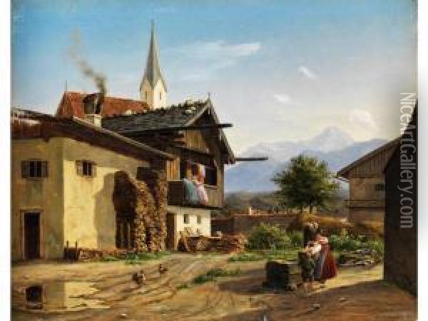 Oberbayerische Dorfansicht Oil Painting - Wilhelm Ferdinand Xylander