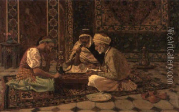 The Game Of Draughts Oil Painting - Aloysius C. O'Kelly