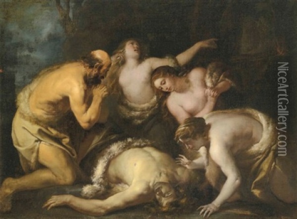 Adam And Eve Mourning The Death Of Abel (?) Or The Death Of Phaeton Oil Painting - Orazio Ferraro