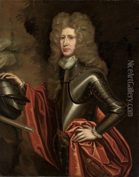 Portrait Of William Keith, 9th Earl Marischal, In Armor Oil Painting - Sir John Baptist de Medina
