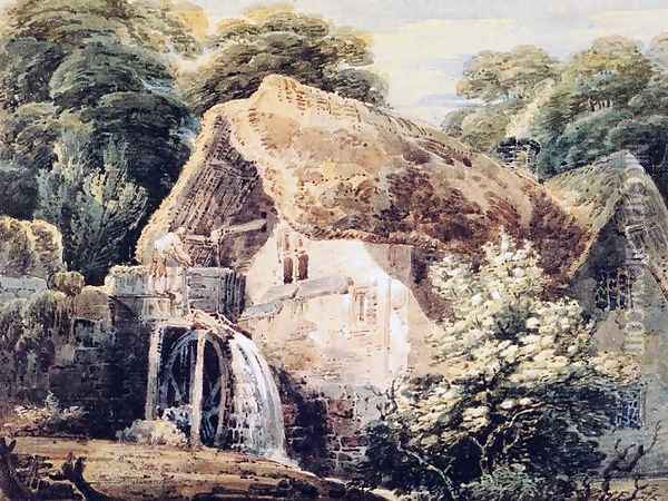 An Overshot Mill Oil Painting - Thomas Girtin