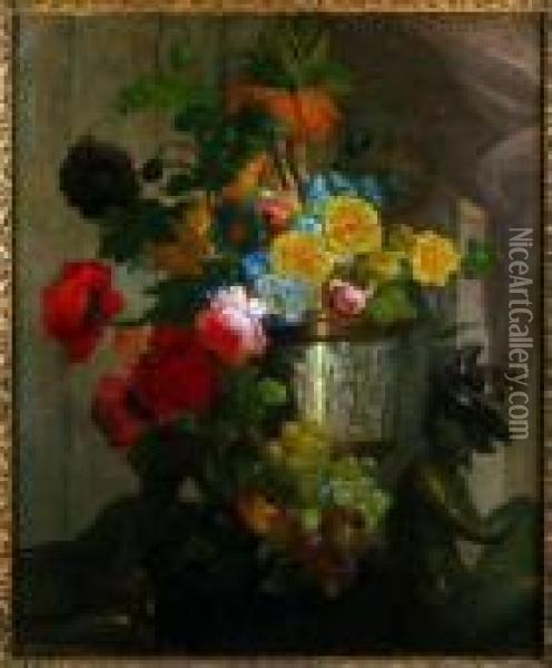 A Bouquet Of Summer Flowers Oil Painting - Jean-Baptiste Monnoyer
