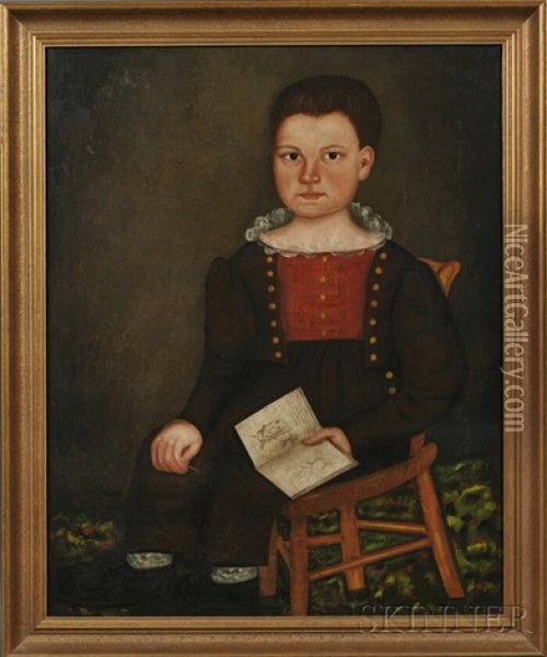 Portrait Of Abner Chase Stockin, Age Three, Of Monmouth, Maine Oil Painting - Royall Brewster Smith