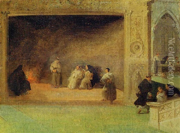 Frati In Convento Oil Painting - Giuseppe Bernardino Bison