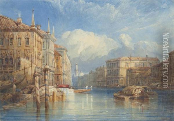 On The Grand Canal, Venice Oil Painting - William Wyld