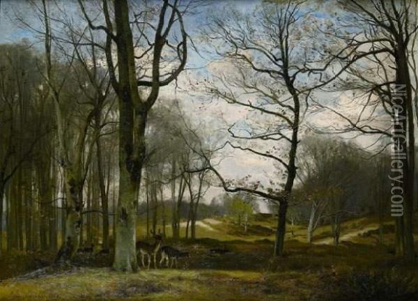 Harde En Foret De Fontainebleau Oil Painting - Eugene Antoine Samuel Lavieille