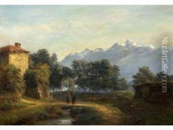 Murs Des Remparts De Grenoble Du Cote De Lile Verte Oil Painting - Claude Pollet
