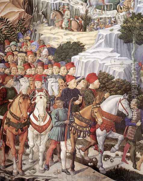 Procession of the Youngest King (detail 1) 1459-60 Oil Painting - Benozzo di Lese di Sandro Gozzoli