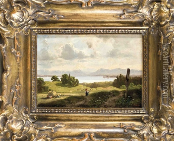 Bauern Bei Der Heuernte Am Starnberger See Oil Painting - Adolf Heinrich Lier