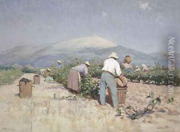 Vintage Harvest in Provence 1890 Oil Painting - Frederic Montenard