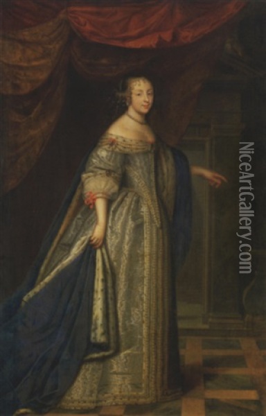 Portrait D'henriette Marie, Reine D'angleterre (?) Oil Painting - Charles Beaubrun