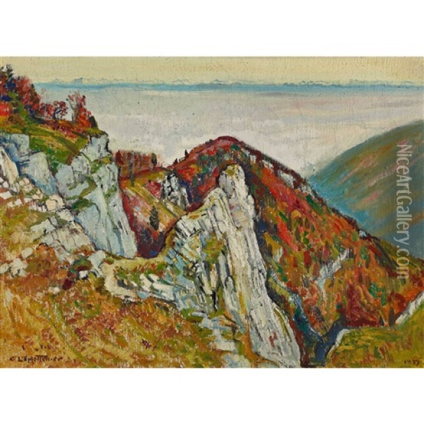 Alpes Brouillard Oil Painting - Charles L'Eplattenier
