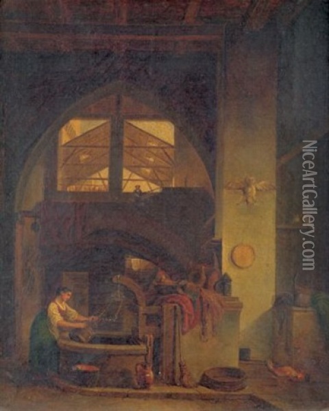 Die Magd Am Brunnen Oil Painting - Pietro Racchetti