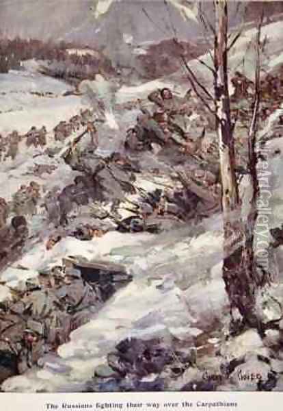 The Russians fighting their way over the Carpathians Oil Painting - Cyrus Cuneo