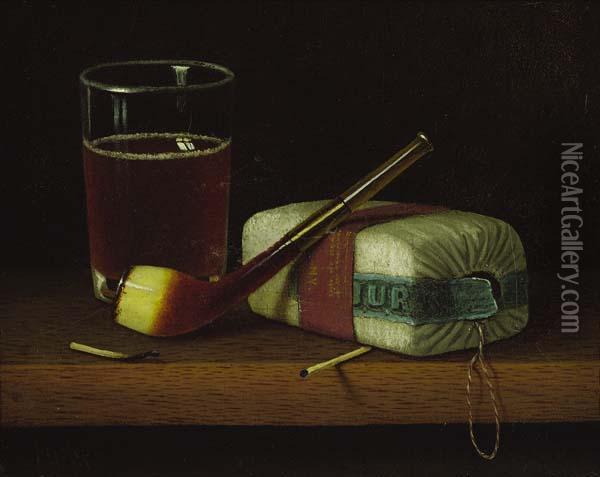 Still Life With Pipe And Glass Of Ale Oil Painting - Thomas H. Hope