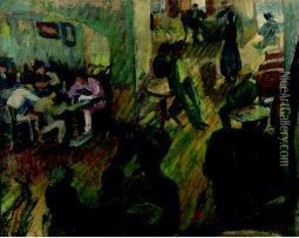 Scene De Cafe Oil Painting - Maurice Albert Loutreuil