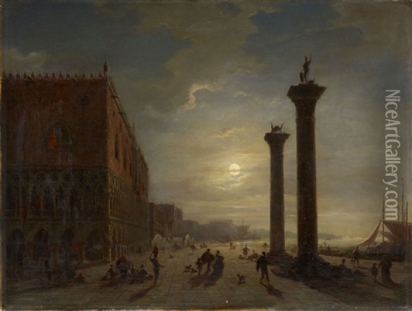 Venedig Bei Nacht Oil Painting - Louis Mecklenburg