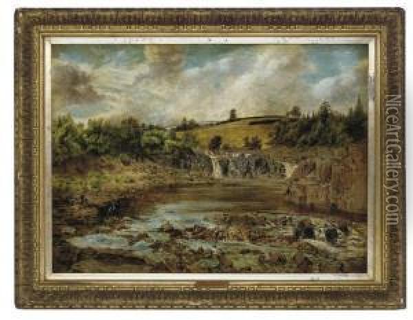 The River Waterfall Oil Painting - John Wright Oakes
